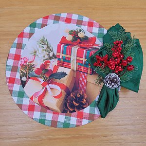 Kit 4 Capas Sousplat Caixa De Presente Natal 35cm - UN / 4