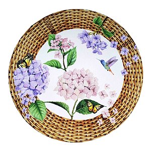 Kit 4 Capas Para Sousplat Ring Hortênsias 35cmx35cm - UN / 4
