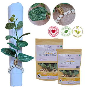 Kit 6 Ou 12 Porta Guardanapo Tropical Eucalipto De Folhas Verdes - UN / 6