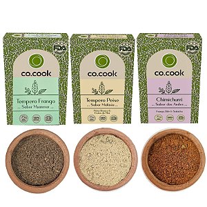 Cocook Kit 3 Temperos Funcionais 100% Natural Carne Chimichurri Frango Peixe 225g - UN / 3