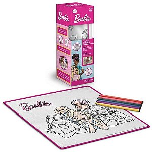 Tapete Mágico Acqua Barbie Com 6 Canetas Laváveis 50x50cm