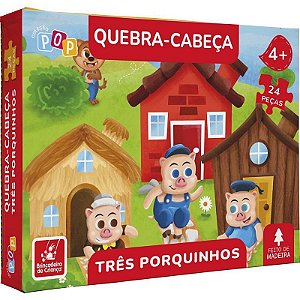 Quebra-cabeça De Madeira Três Porquinhos 24 Peças