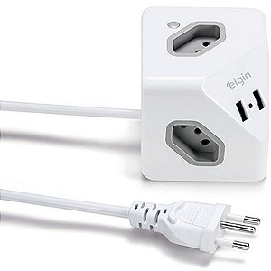 Extensão Elétrica Tripolar Cubo 2p+t 10a Com 1,5m E 2 Usb