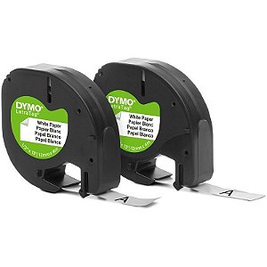 Fita Para Rotulador Eletrônico 12mm X 4m Preto/branco Pacote Com 2