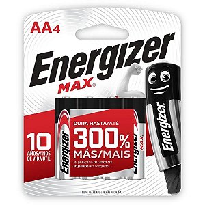Pilha Alcalina Pequena Aa Energizer Max Bl.c/04