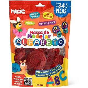 Massa Para Modelar Criativa Alfabeto 300g 34 Peças Com Moldes