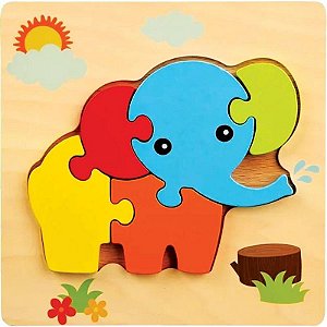 Quebra-cabeca Madeira Elefante Rf8