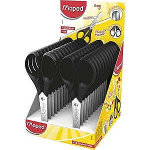 Tesoura Escolar Essentials Preta 13cm - Pacote Com 24