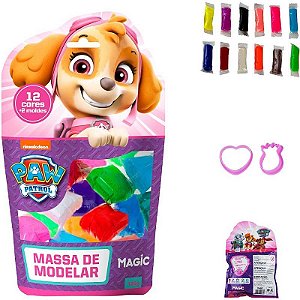 Massa Para Modelar Criativa Patrulha Canina Skye 120g Com 12 Cores E 2 Moldes