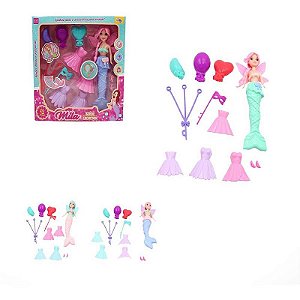 Boneca Mila Sereia Encantada Com 12 Peças Sortidas