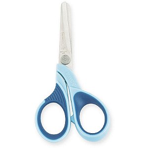Tesoura Escolar Azul 4’’ Com Cabos Soft Touch