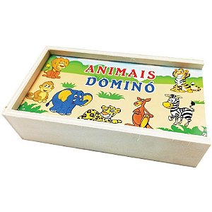 Dominó Animais Em Madeira - 28 Peças