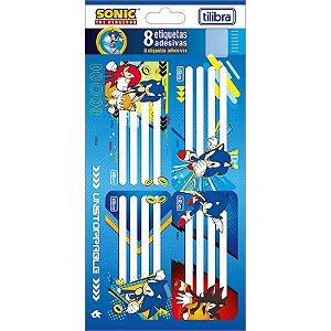 Etiqueta Escolar Decorada Sonic Com 8 Etiquetas - 100x208mm