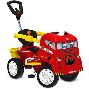 Veículo A Pedal Caminhão Bombeiro 2 Em 1 Vermelho Até 35kg