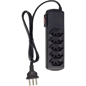 Filtro De Linha 5 Tomadas Slim Bivolt 0,8m Preto Compacto