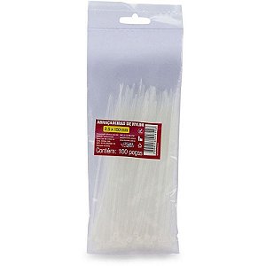 Abraçadeira Nylon Branca 2,5x150mm Pacote Com 100