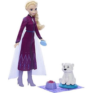 Boneca Disney Frozen Elsa Com Bebê Urso E Acessórios De Cuidados