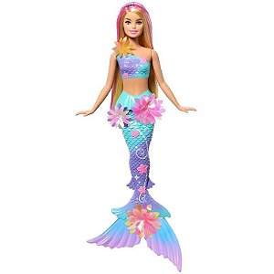Barbie Fantasy Sereia Flores Mágicas Loira Com Transformação