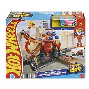 Hot Wheels Pista City Downtown Loja De Doces Com Carro 1:64
