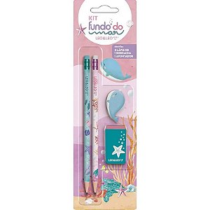 Kit Escolar Fundo Do Mar Hb Com 04 Peças