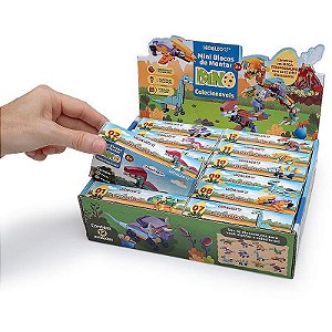 Brinquedo Para Montar Dino Mini Blocos Display Com 12 Unidades