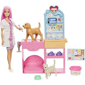 Barbie Profissões Conjunto Clínica Veterinária Com Boneca