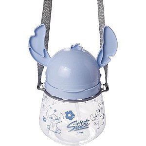 Garrafa Plástica Stitch Lúdica Flip Automática 1,1l Com Canudo E Alça