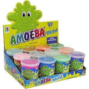Slime Amoeba Cores Metalizadas - Display Com 12 Unidades