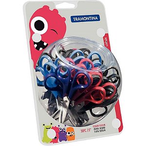 Tesoura Escolar Supercort Monster 12,5cm Color - Display Com 30