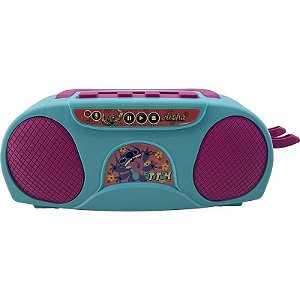 Brinquedo Stitch Boom Box Karaokê Infantil Com Cabo P2 E Função Amplificadora