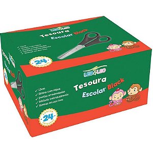 Tesoura Escolar Preta 13cm Caixa Com 24 Unidades