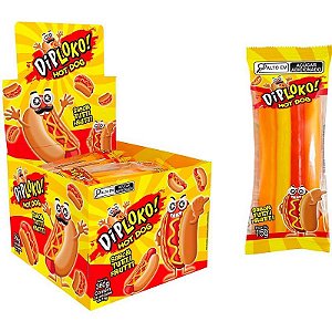 Doce Hot Dog Gelatina Sabor Tutti-frutti Display Com 24 Unidades