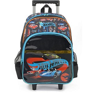 Mochila Infantil Com Rodinha Hot Wheels Grande Preta