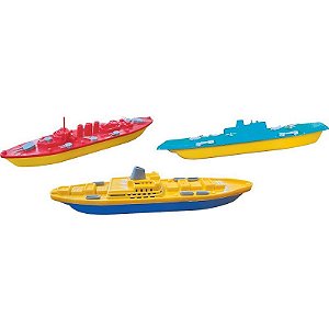 Brinquedo Diverso Máquinas Frota Naval Com 3 Navios