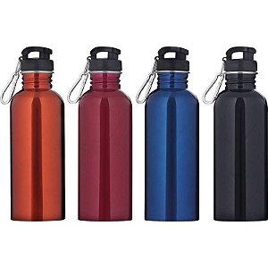 Garrafa De Alumínio Sport 750ml Com Mosquetão - Cores Sortidas