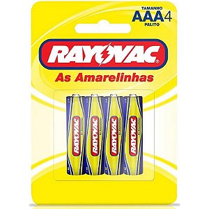 Pilha De Zinco Palito Aaa Rayovac - Blister Com 4 Unidades