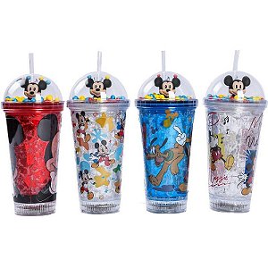 Copo Decorado Mickey Com Led E Canudo 450ml Sortido