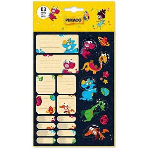 Etiquetas Escolares Astro Dino – Cartela Com 3 Folhas