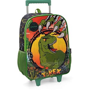 Mochila Infantil Com Rodinha Up4you Dinossauro G Preta