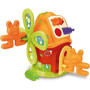 Brinquedo Educativo Casa Moinho Com Formas E Coelhinhos