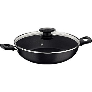 Panela Wok Loreto 28cm Com Tampa Vidro