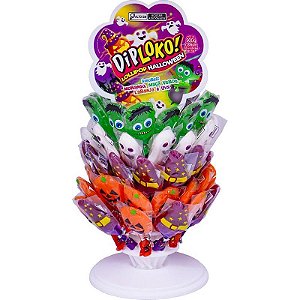 Doce Dip Loko Lollipop Halloween Display Com 60 Unidades Sortidas
