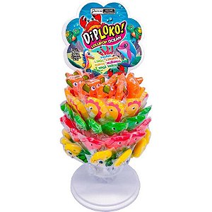 Doce Dip Loko Lollipop Oceano Sortido Display Com 60 Unidades
