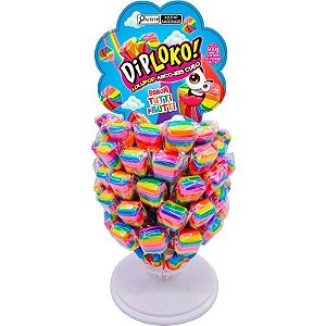 Doce Dip Loko Lollipop Arco-íris Sabor Tutti-frutti Display Com 60 Unidades
