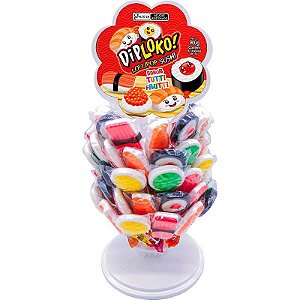 Doce Dip Loko Lollipop Sushi Display Com 60 Unidades