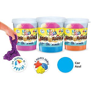 Massa Areia Mágica Azul 550g Com Moldes Sensorial