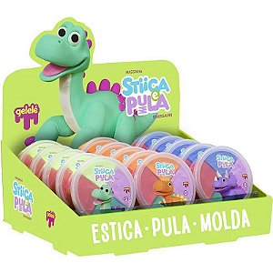 Massa Para Modelar Criativa Stica E Pula Dino 4 Cores - Display Com 15 Potes