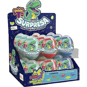 Slime Ovo Surpresa Dinossauro Brilha Dp.c/18