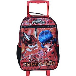 Mochila Infantil Com Rodinha Miraculous Easy G Vermelha