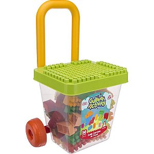 Brinquedo Para Montar Balde Carrinho De Puxar 50 Peças